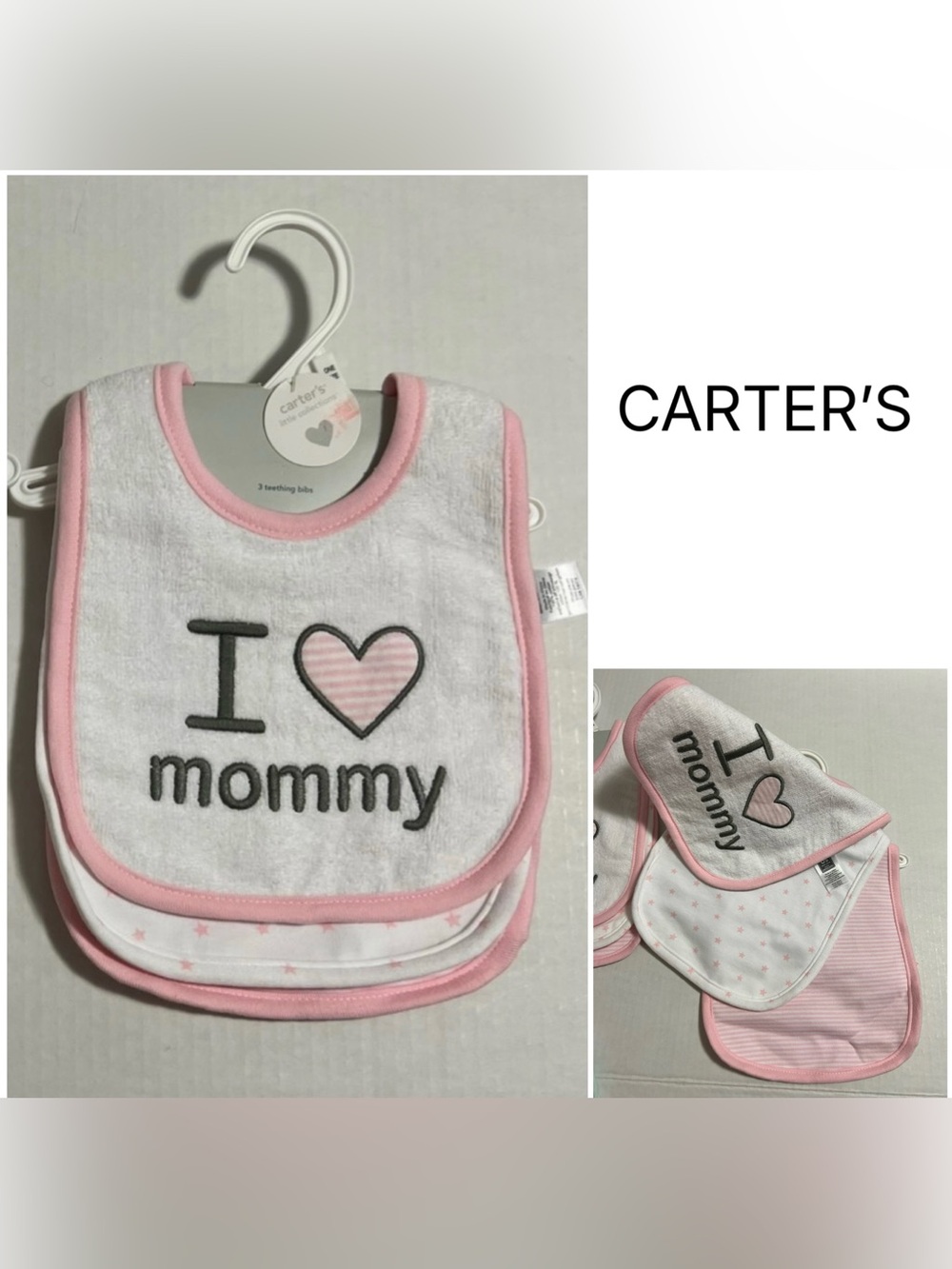 CARTER’S - NWT - 3PK - INFANT GIRLS BIBS